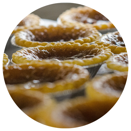 A closeup view of delicious looking homemade butter tarts.